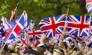 Photograph of waving flags